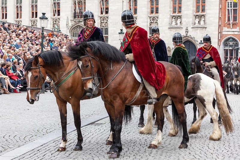BRUGES, BELGIUM, MAY 17: Annual Procession of the Holy Blood on Ascension Day. Locals perform an historical reenactment and dramatizations of Biblical events. May 17, 2012 in Bruges (Brugge), Belgium, Europe
