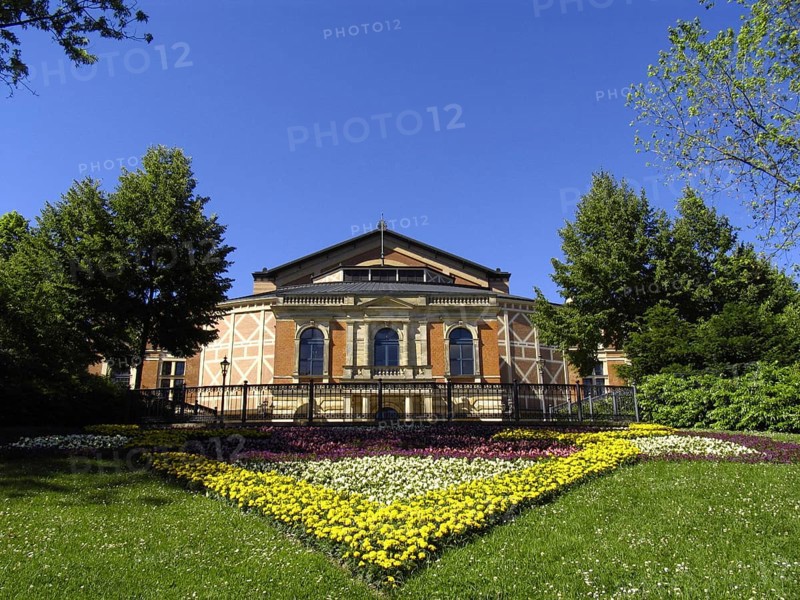 Richard Wagner Festival Theatre, also called Bayreuth Festival Theatre, is a festival theatre on the Green Hill in Bayreuth, Upper Franconia, Bavaria, Germany, Bayreuth Festspielhaus or Bayreuth Festival Theatre, an opera house north of Bayreuth, Frankonia, Bavaria, Germany (date of recording not known), Europe