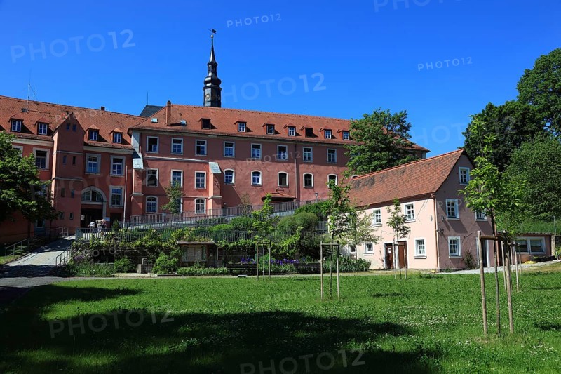 Himmelkron Abbey was a Cistercian abbey from the 13th to the 16th century in Himmelkron, herb garden in the inner courtyard, Kulmbach district, Upper Franconia, Bavaria, Germany, Europe