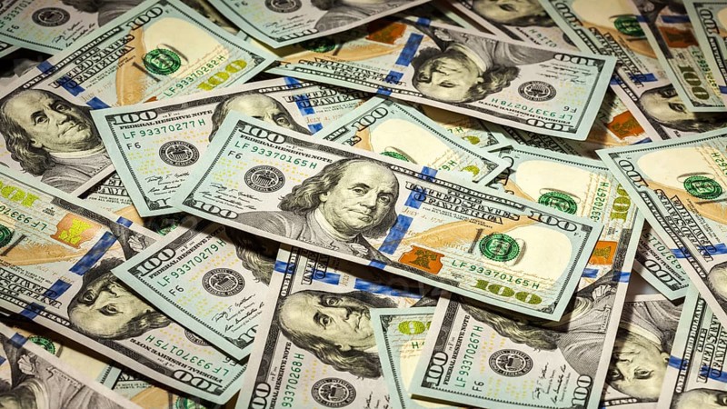 Creative business finance making money concept, letterbox panoramic background of new 100 US dollars 2013 edition banknotes (bills) bundles close up