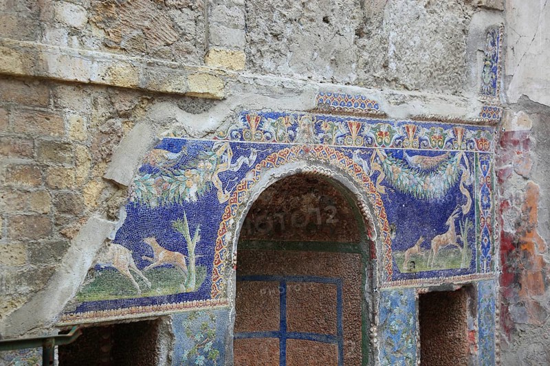 The House of Neptune and Amphitrite in the ruined city of Herculaneum, Campania, Italy, Europe