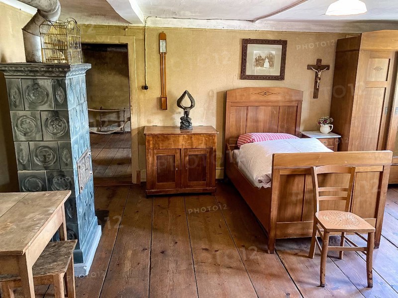 Historic private flat in historic former department stores' Pfeiffer in original old rebuilt farmhouse from year 1852 in Open Air Museum Neuhausen, Neuhausen ob Eck, district Tuttlingen, Baden-Württemberg, Germany, Europe