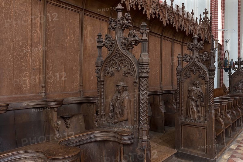 Choir stalls from the 15th century, Bardowick Cathedral, Bardowick, Lower Saxony, Germany, Europe