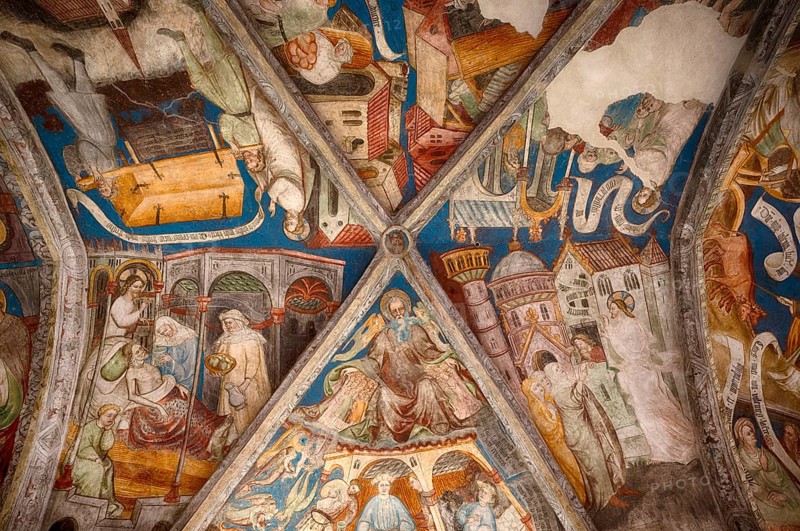 Frescoes in the cloister, Cathedral of the Assumption of Mary and St. Cassian, Bressanone Cathedral, Bressanone, South Tyrol, Trentino, Italy, Europe