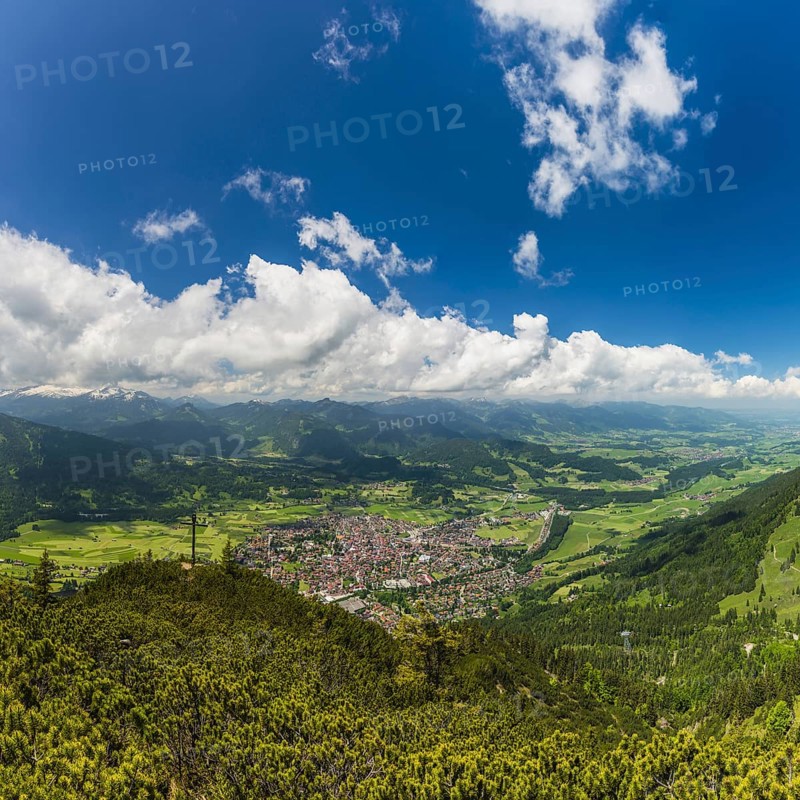 Panorama from Schattenberg, 1692m, on Oberstdorf, Allgäu, Bavaria, Germany, Europe