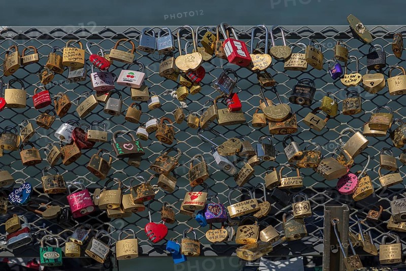 Love locks on a fence, Paris, France, Europe