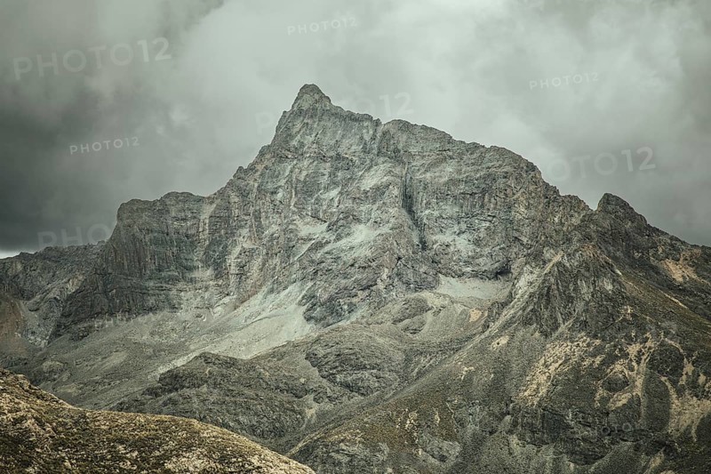 Landscape in the highlands, thunderstorm atmosphere, Alto de Ticlio, Peru, South America