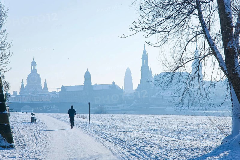 Dresden silhouette in winter