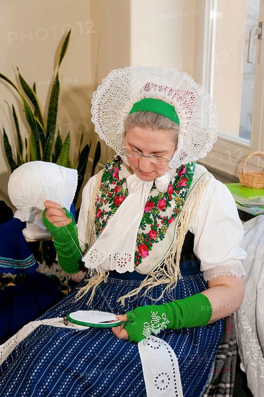 White embroiderer in Bad Muskau traditional costume