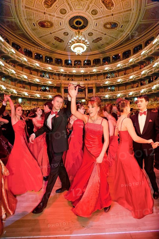 Debutantes at the Semper Opera Ball. After the tension of the opening with the Viennese Waltz, the debutantes dance exuberantly to Perter Kraus' Rockn Roll at the Semper Opera Ball 2010