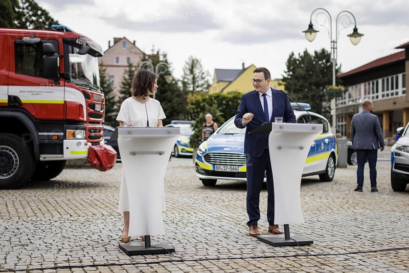 Annalena Bärbock (Bündnis 90 Die Grünen), Federal Minister of Foreign Affairs, and Jan Lipavsky, Minister of Foreign Affairs of the Czech Republic, recorded at a joint press conference in Bärenstein, 14.07.2023., Bärenstein, Germany, Europe