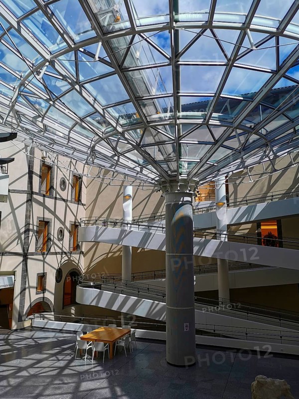 Clermont-Ferrand. The atrium of the Museum Roger Quillot designed by the architects Claude Gaillard and Adrien Fainsilber. Puy de Dome department. Auvergne Rhone Alpes. France