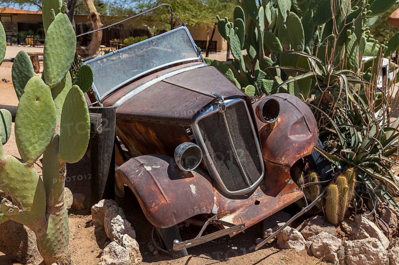 Wreck of a classic car in the desert, Solitaire, Khomas Region, Namibia, Africa