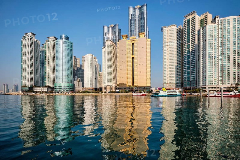 BUSAN, SOUTH KOREA, APRIL 13, 2017: Marine city expensive and prestigious residential area skyscrapers in Busan, South Korea, Asia
