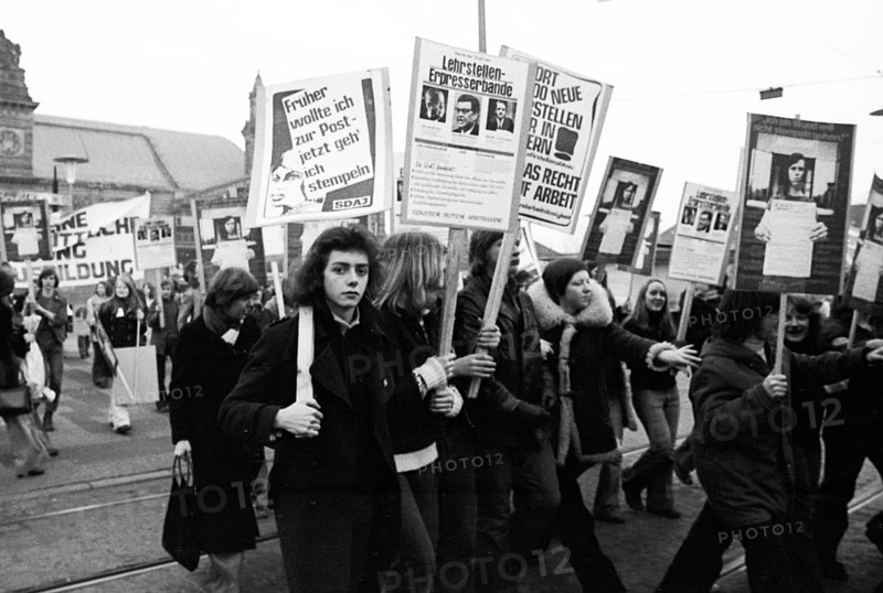 The Socialist Students Congress of the SDAJ was accompanied by a demonstration for democratic education through the city centre of Bremen on 1.3.1975, Germany, Europe