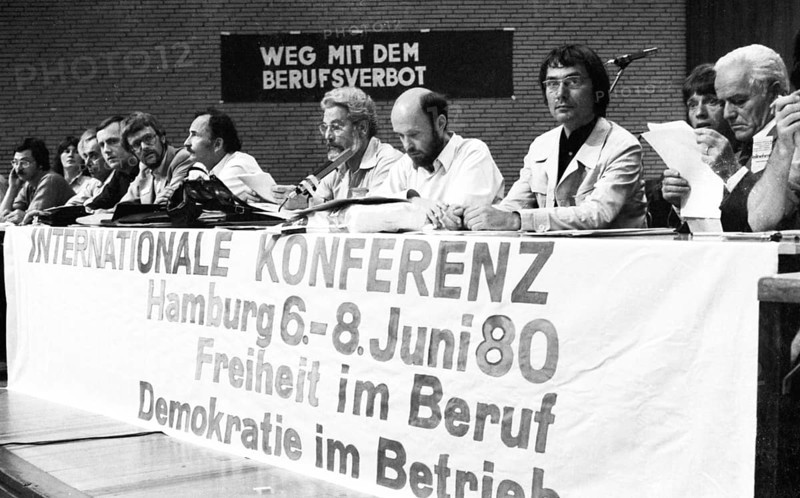 The International Conference of the Victims of the Radical Decree, which led to the banning of teachers, railway workers and other public service employees, 6 June 1980 in Hamburg, Germany, Europe