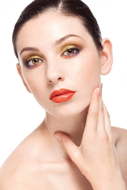 Beauty fashion girl. Portrait of beautiful young woman with fresh clean skin isolated on white Background