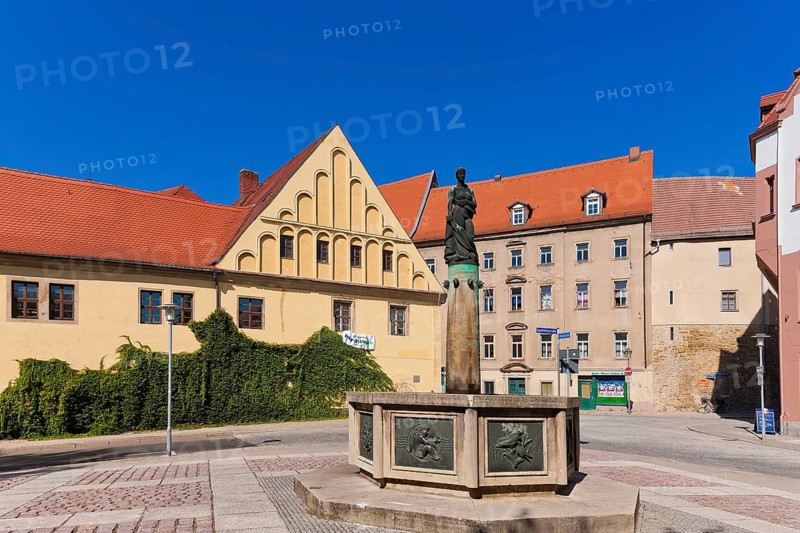 (© Sylvio Dittrich +49 1772156417) Merseburg, fountain, cathedral pharmacy