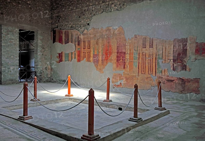 Villa of Poppea, remains of the fresco decoration. Historic town of Oplontis, Torre Annunziata, Campania, Italy, Europe
