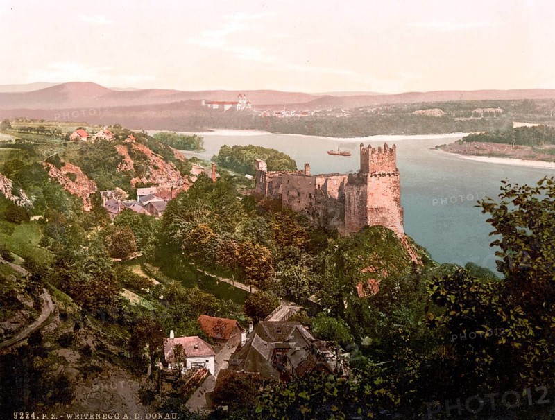 Weitenegg, eine Ortschaft und eine Katastralgemeinde der niederösterreichischen Marktgemeinde Leiben im Bezirk Melk, Österreich, um 1890, Historisch, digital restaurierte Reproduktion von einer Vorlage aus dem 19. century, a village and a cadastral municipality of the Lower Austrian market town of Leiben in the district of Melk, Austria, around 1890, Historical, digitally restored reproduction from a 19th century original, Europe