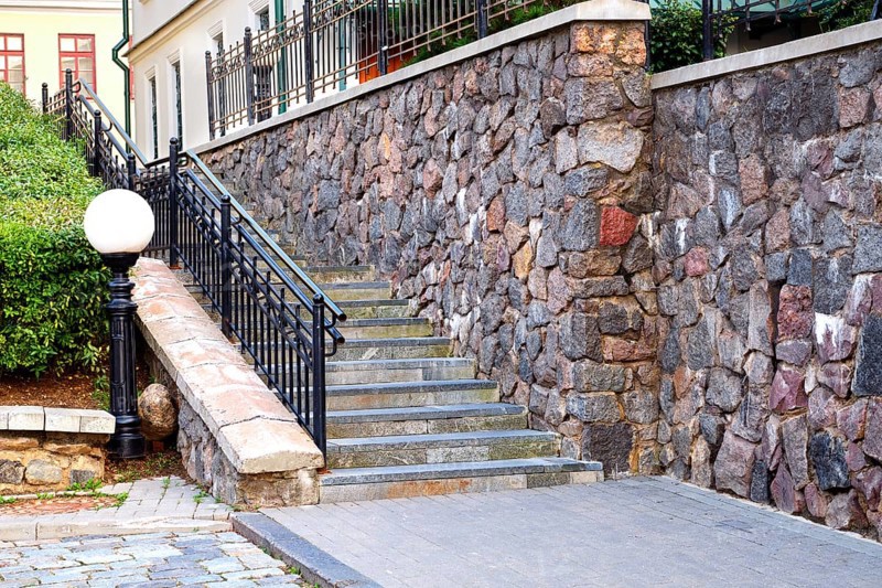 Stairs and stone wall of a building