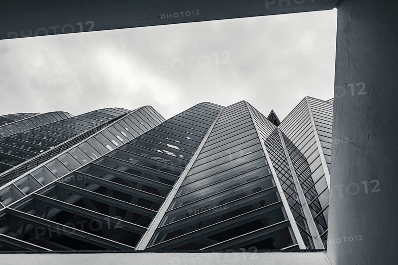 Architecture and buildings in Black and White over City of Arts and Sciences in Valencia, Spain, Europe