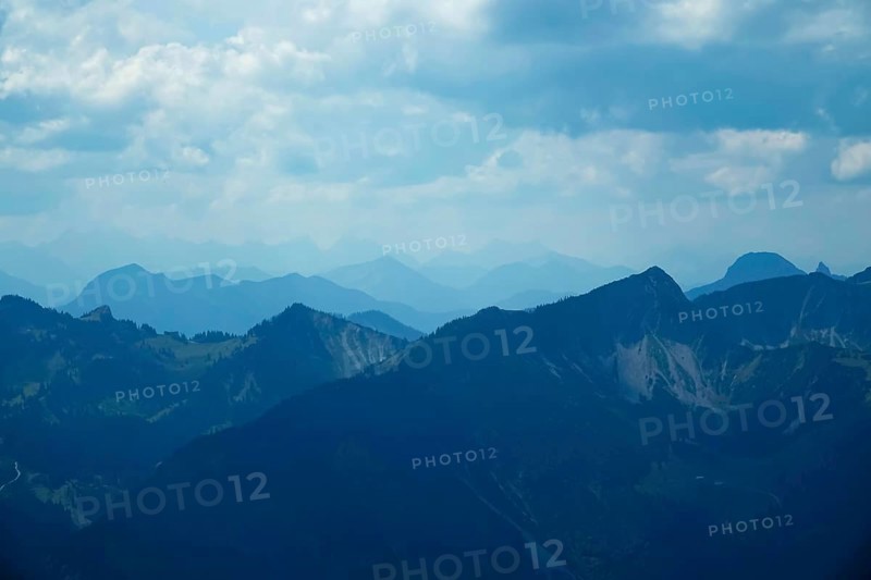View from the Wendelstein into the surroundings, August, Bavaria, Germany, Europe