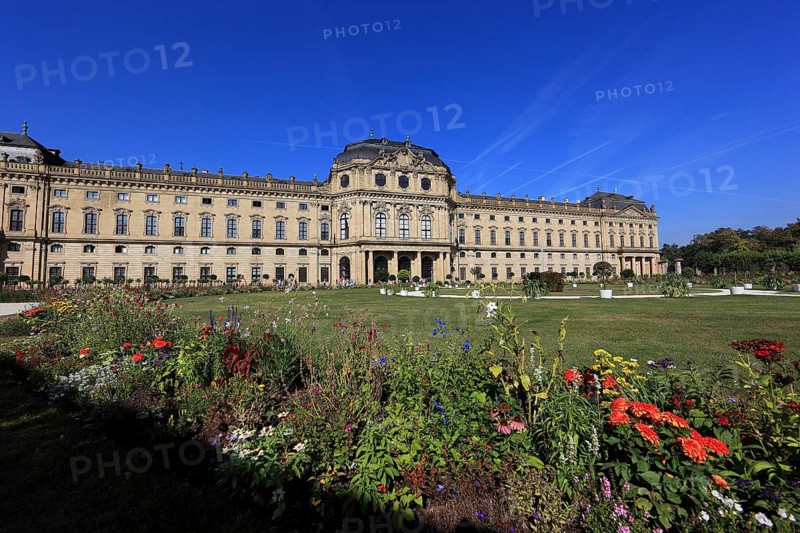 The Würzburg Residence and Court Garden, park side, UNESCO World Heritage Site, Würzburg, Lower Franconia, Bavaria, Germany, Europe