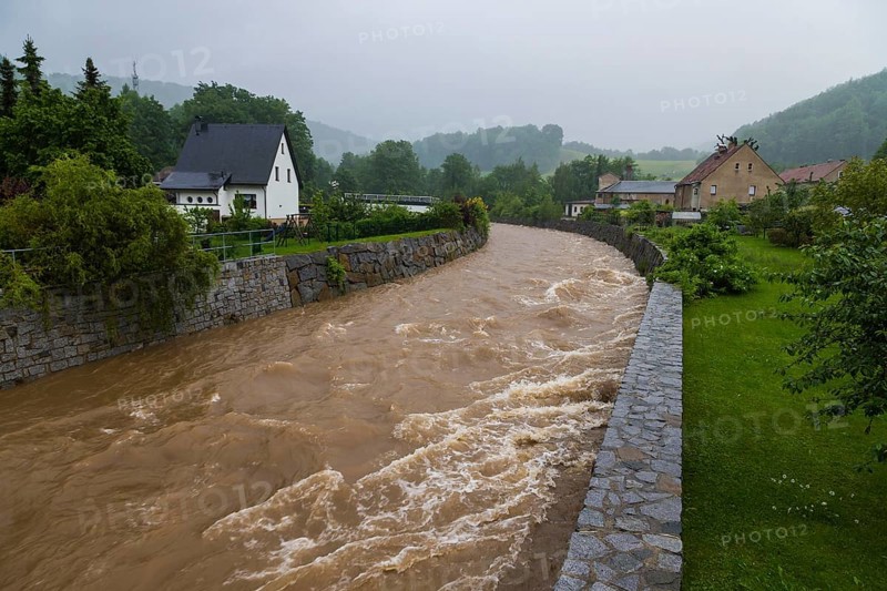 Mühlbach in the Müglitz Valley during heavy rainfall