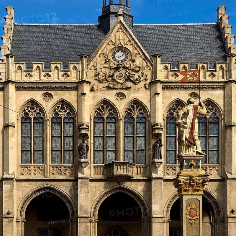 City Hall with Romans at the Fish Market, Erfurt, Thuringia, Germany, Europe