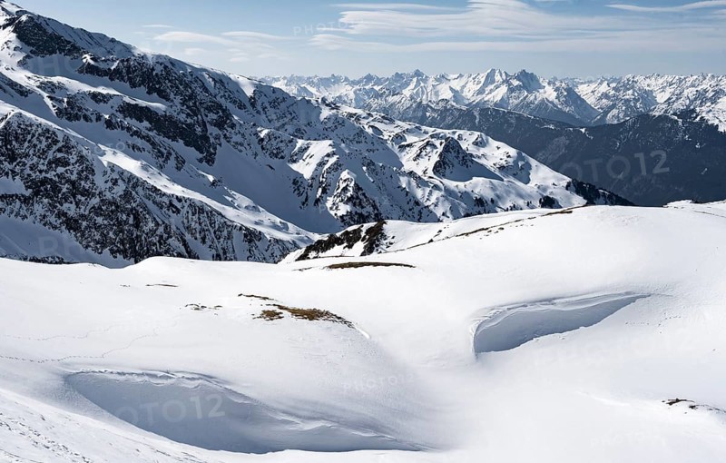 Peaks and mountains in winter, Sellraintal, Stubai Alps, Kühtai, Tyrol, Austria, Europe