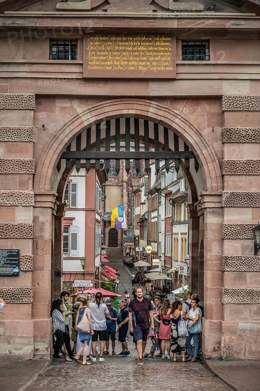 Bridge Gate Old Bridge, Heidelberg, Baden-Württemberg, Germany, Europe