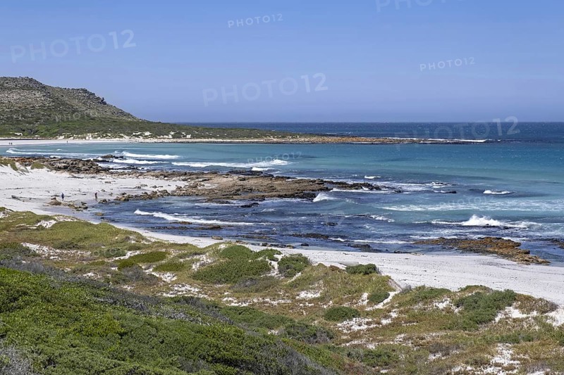 Atlantic Ocean and white sandy beach at the Cape of Good Hope section of Table Mountain National Park, Western Cape Province, South Africa, Africa