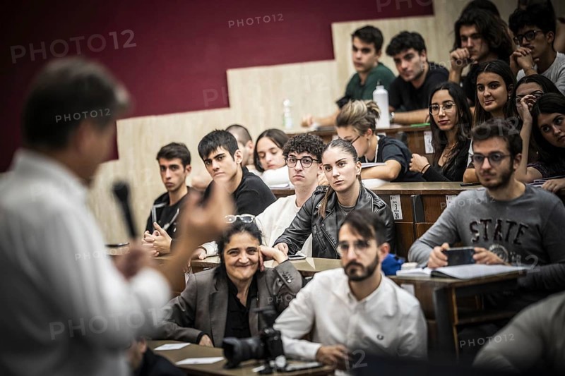 Trip by the Federal Minister of Economics and Vice-Chancellor Robert Habeck to Rome on 30 October 2023. Discussion with students at La Sapienza University, Rome, Italy, Europe