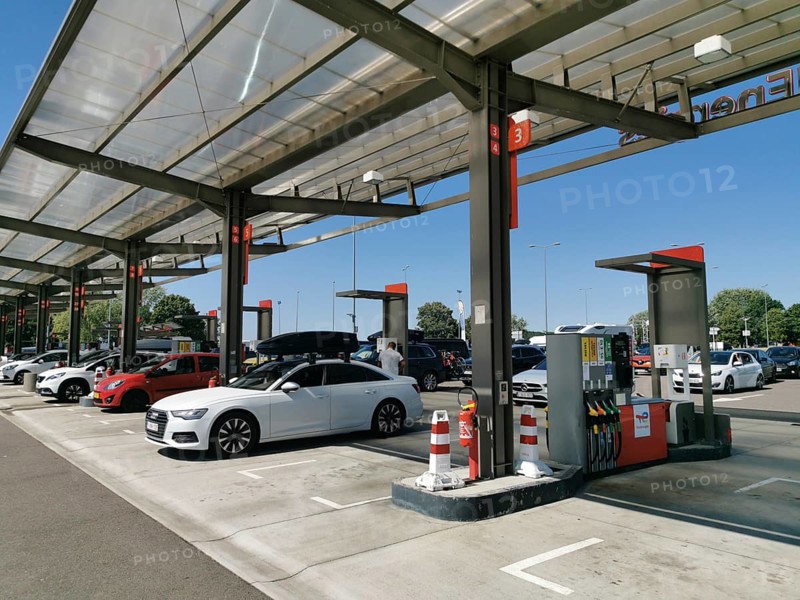 Petrol station, at a motorway service station on the A31 in France, Aire de Lorraine Sandaucourt-lès-Rappes