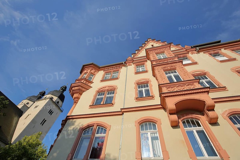 Building with towers of the Johanniskirche, Plauen, Vogtland, Saxony, Germany, Europe