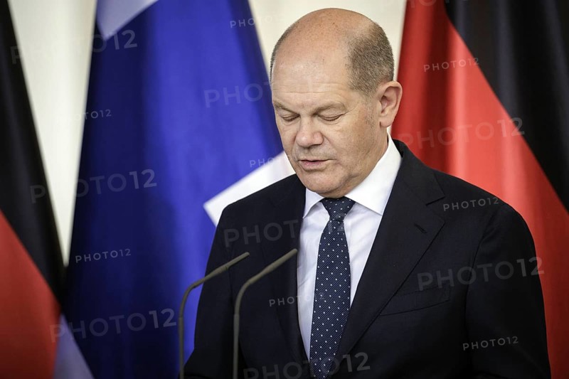Olaf Scholz, Federal Chancellor, photographed at a press conference after the joint talks with Petteri Orpo, Prime Minister of the Republic of Finland, (not pictured here) at the Federal Chancellery. Berlin, 14.07.2023., Berlin, Germany, Europe