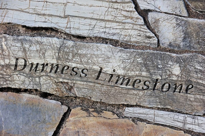 Durness limestone rock fragment, part of the Knockan Puzzle at the Knockan Crag National Nature Reserve, Highlands, Scotland, United Kingdom, Europe