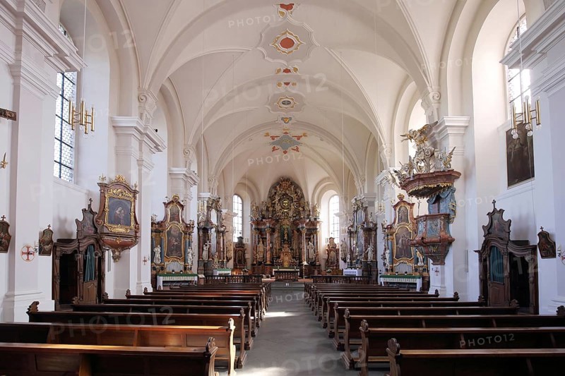 Interior view of the magnificent baroque church in the Franciscan monastery Frauenberg, monastery, baroque, splendour, Fulda, Hesse, Germany, Europe