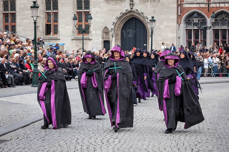 BRUGES, BELGIUM, MAY 17: Annual Procession of the Holy Blood on Ascension Day. Locals perform an historical reenactment and dramatizations of Biblical events. May 17, 2012 in Bruges (Brugge), Belgium, Europe