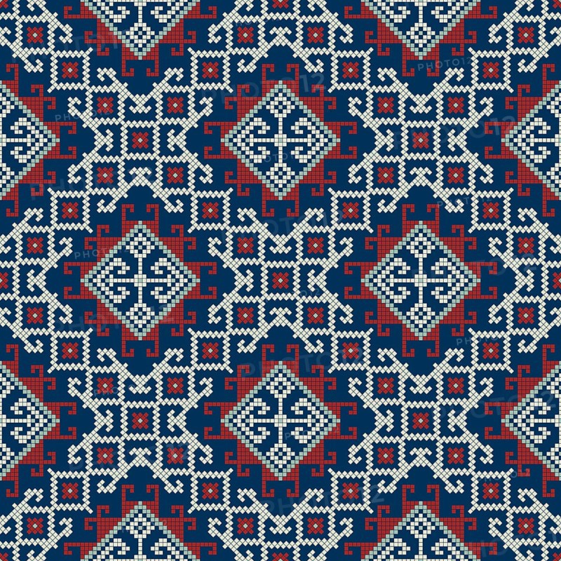 Traditional Georgian folk art embroidery vector pattern