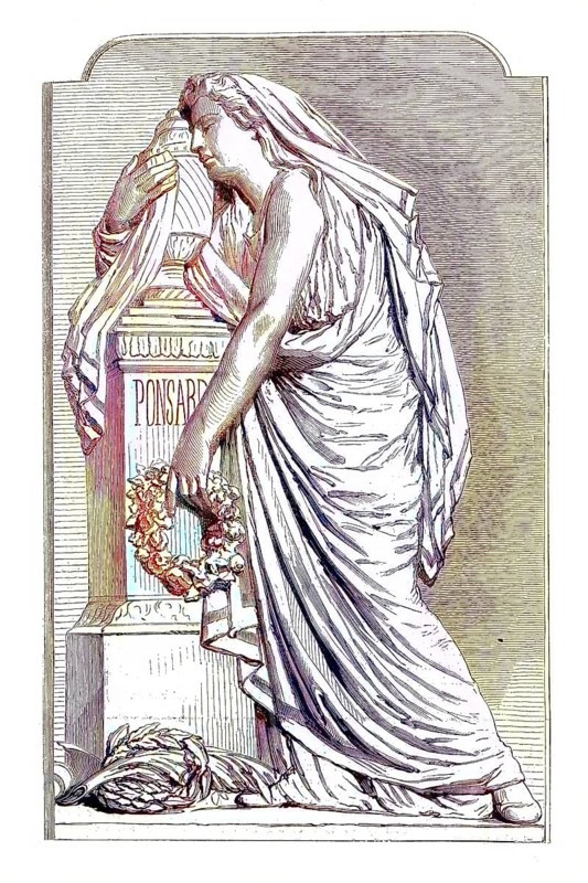 La muse de ponsard, Relief by J. Amy, Historic, digitally restored reproduction of a 19th century original, exact original date not known