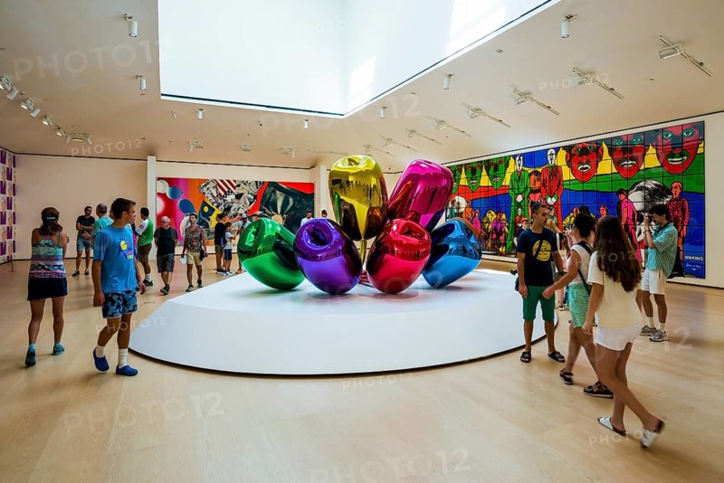 Guggenheim Museum, architect Frank Gehry, interior view, artist Jeff Koons, Bilbao, Basque Country, Spain, Europe