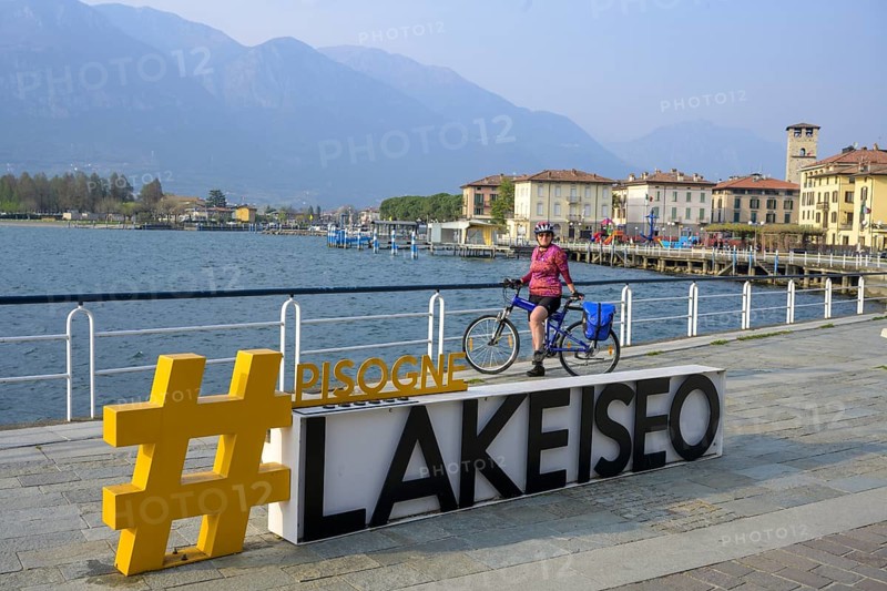 Hashtag Lake Iseo, cycling around Lake Iseo, Pisogne, province of Brescia, Italy, Europe