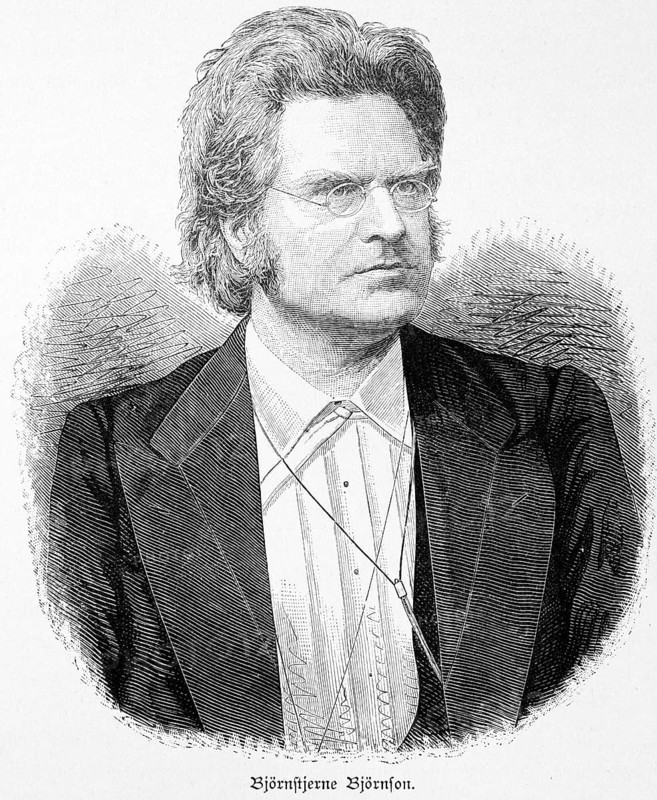 Björnstjerne Björnson (1832-1910), politician, poet, author of the national anthem, Nobel Prize for Literature 1903, round glasses, suit, portrait from front, Oslo formerly Christiania, capital of Norway, historical illustration c. 1898