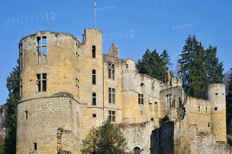 Ruin of the medieval fortress of Beaufort Castle in Little Switzerland, Müllerthal, Grand Duchy of Luxembourg