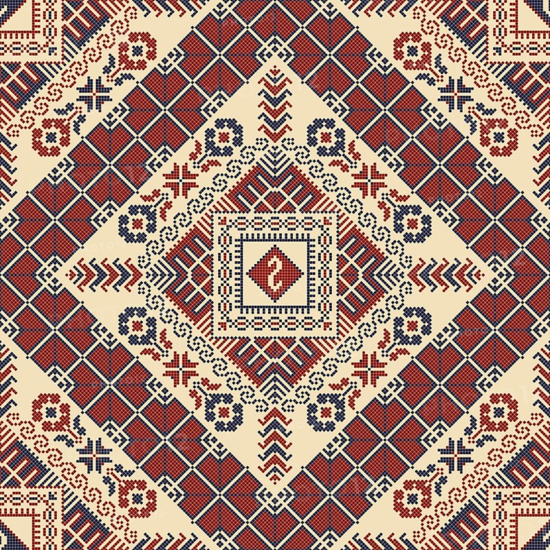 Embroidery Tatreez pattern, Palestinian fashion vector ornament