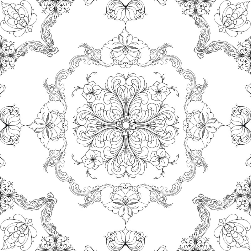 Hand drawn seamless floral pattern on a white background, vector textile template