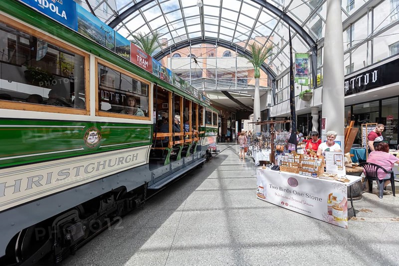 Straßenbahn, Bahnhof, Christchurch, Neuseeland