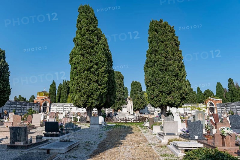 Graves in the central cemetery of Venice, cemetery island of San Michele, Venice, Italy, Europe